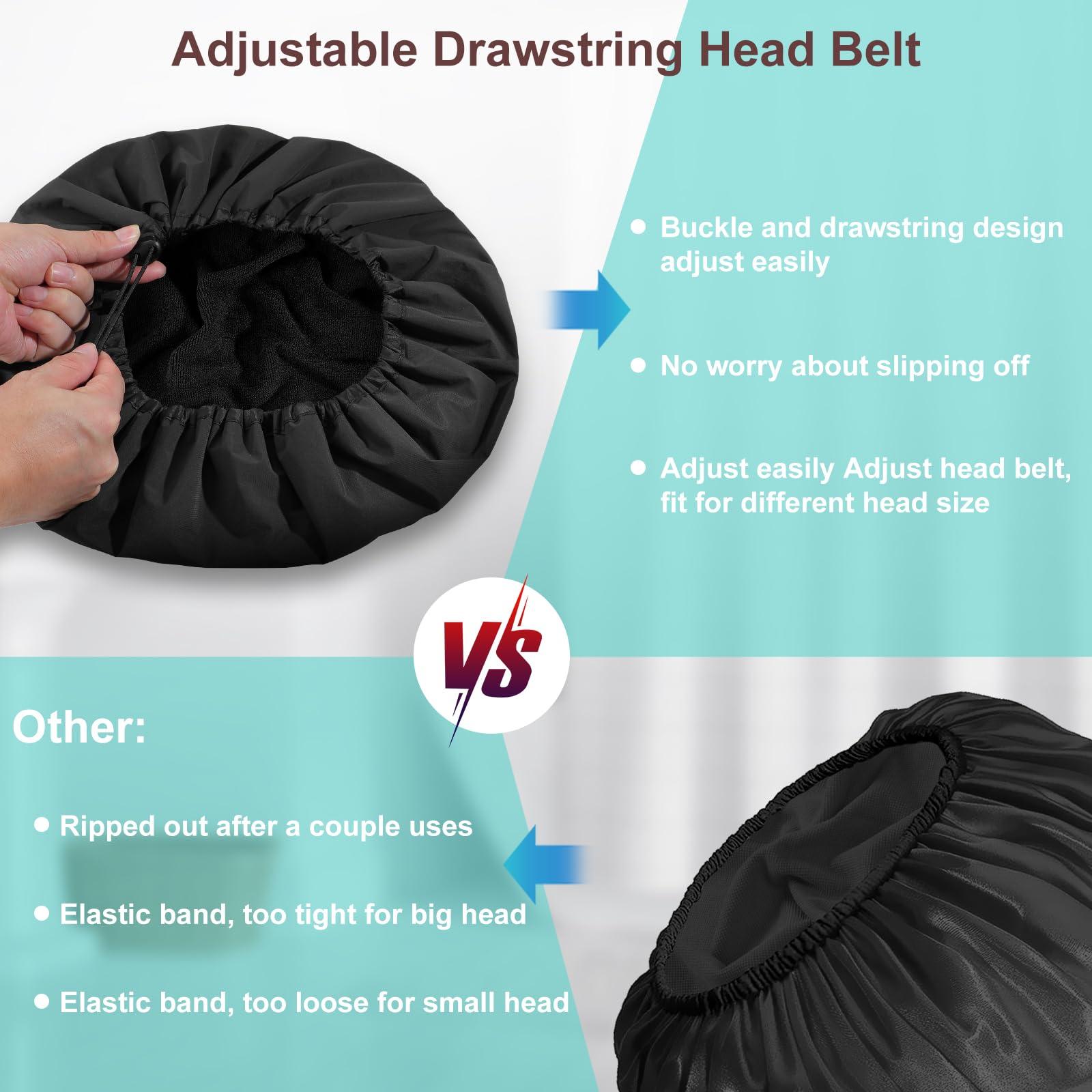 SHEOMERN Sheomern 2 Pcs 15\" XL Extra Large Terry Lined Shower Cap, Adjustable Dual Waterproof Shower Cap for Women Reusable Soft Hair Cap Bath Cap for Long Braids, Thick Hair, Locs, Curly Hair