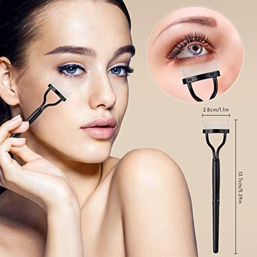 EBANKU Eyelash Comb Brush Tools EBANKU 4pcs Eyebrow Brush Comb Eyelashes Curler Lash Separator Tool Double Ended Professional Eye Brow Spoolie Brushes for Makeup Grooming (Black)