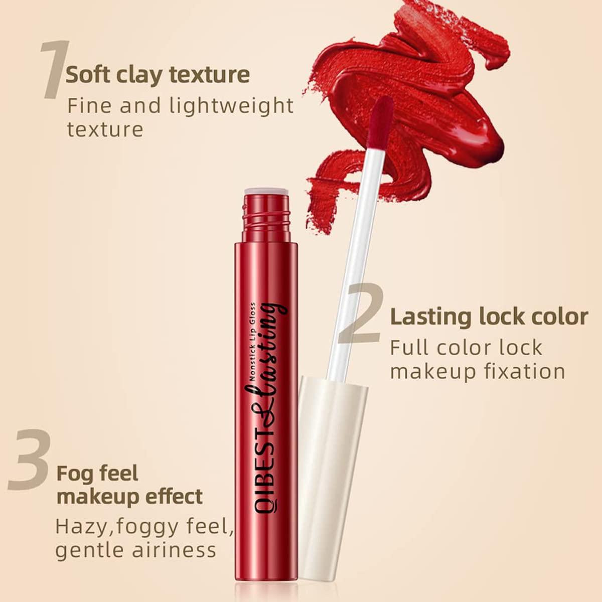 Pakivs Pakivs 12Pcs Matte Liquid Lipstick Set, Dark Bright Red 24-hour Lip Gloss Kit Long-Lasting Waterproof Lip Stain Non-Stick Cup Not Lipgloss Set for Women