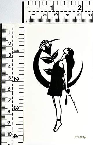 GS912 Temporary Tattoos Mini Tattoos 2 Sheets Sad face Crescent Moon Stabbed Rose Cartoon Tattoos Art Stickers Waterproof Temporary Painting Make up Sexy Body Fake Tattoo for Men Women Teens (13)