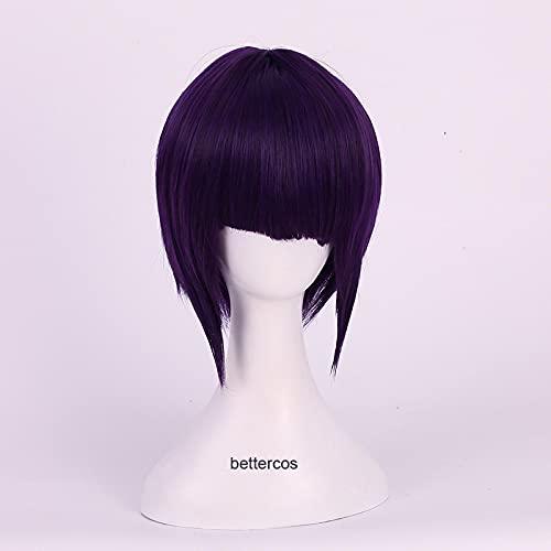 ZZMQ ZZMQ Kyoka Jiro Cosplay Wigs Jirou Kyouka Short Purple Black Heat Resistant Synthetic Hair Wig + Wig Cap