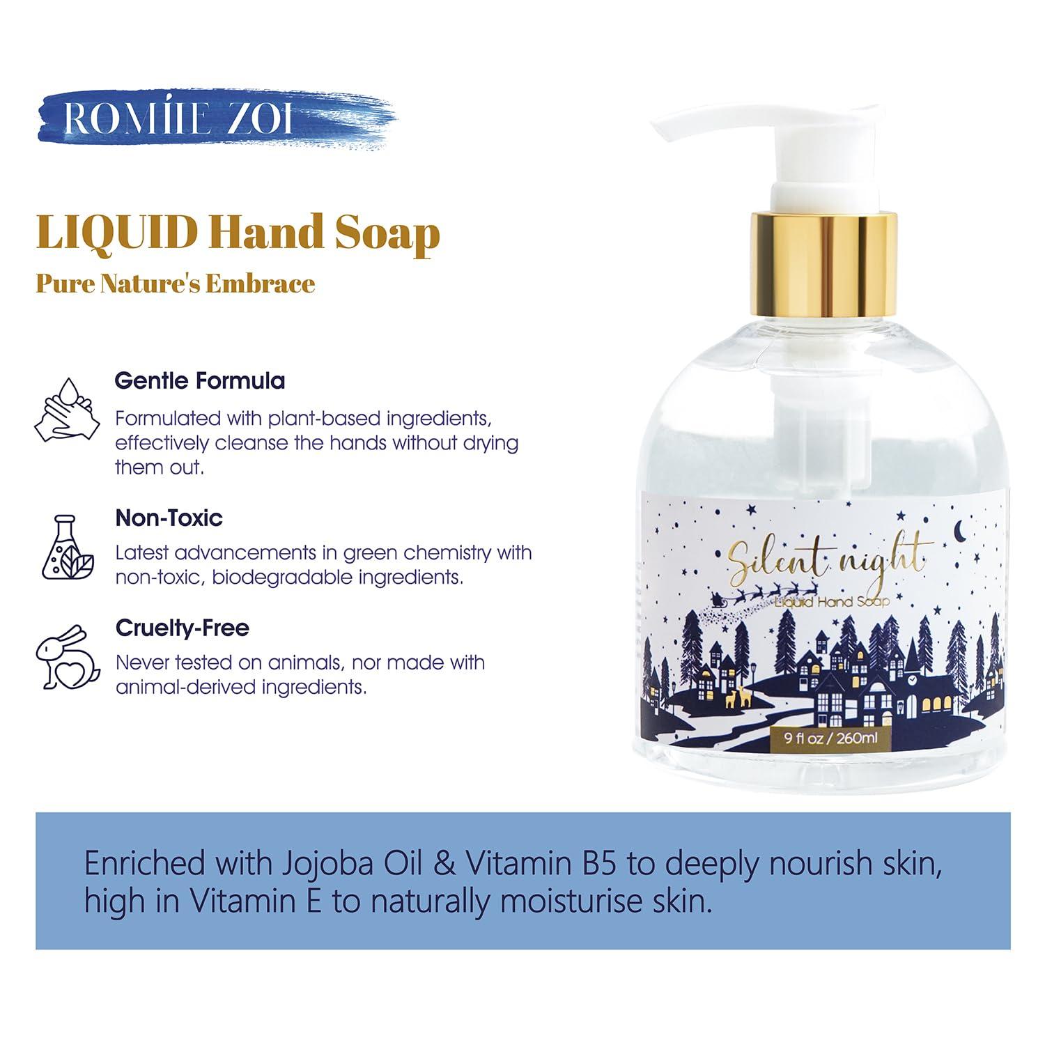 ROMIIE ZOI ROMIIE ZOI Christmas Liquid Hand Soap with Gift Box - Silent Night, Infused with Fresh-Cut Spruce Branches Aroma - 260ml/ 9 fl.ozPack of 3