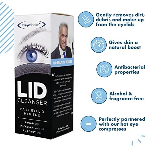 The Eye Doctor The Eye Doctor Lid Cleanser Twin Pack - Eyelid Cleanser Remove Debris Dirt & Make-up from Eyelids - Suitable for Sensitive Eyes - Contains Argan Oil Coconut Oil & Micellar Water 2X 100ml Bottles
