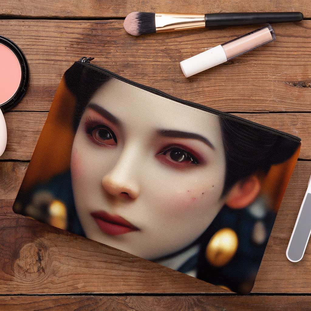 SERENITY TRENDS SERENITY TRENDS Japanese Print Makeup Bag - Geisha Girl Cosmetic Bag - Illustration Makeup Pouch