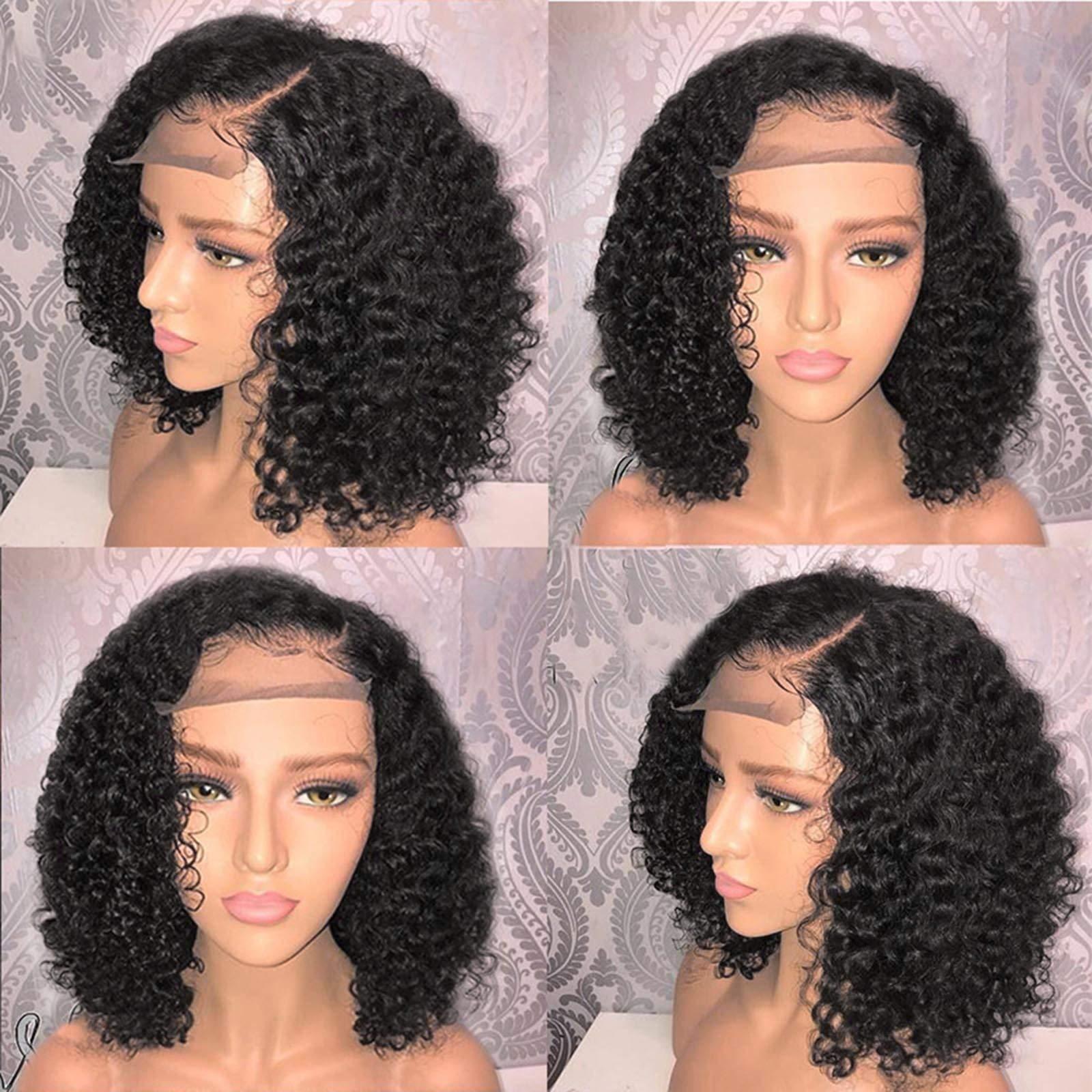 Generic Generic Short Curly Wig for Black Women African American Afro Wigs Lace Front Wigs Human Hair BOB Glueless Wigs Human Hair Pre Plucked Pre Cut HD Lace Front Wigs Natural Looking Fiber Wigs bec296)