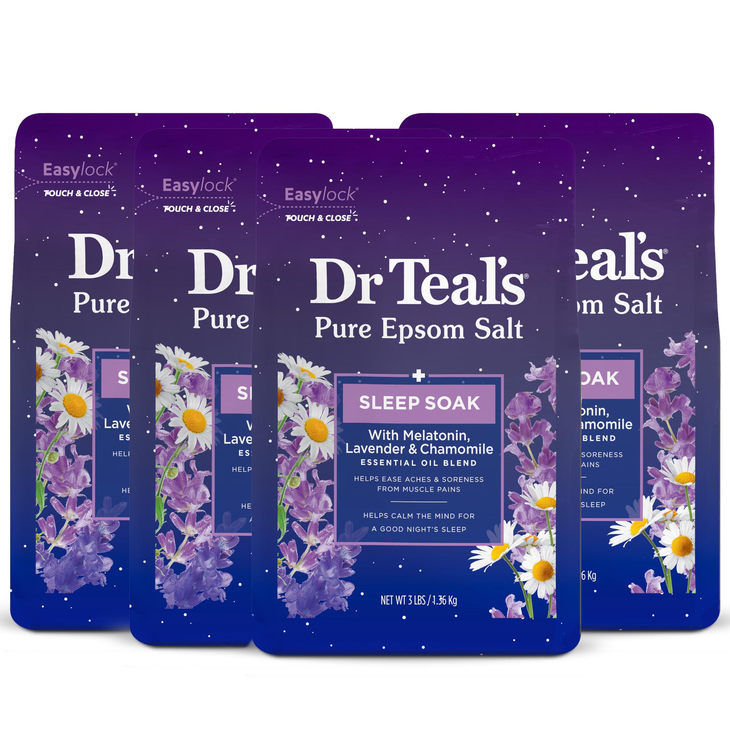 Dr Teal's Dr Teal's Epsom Salt Soak & Foaming Bath Bundle with Melatonin & Lavender, 3 lb (Pack of 4) + 34 fl oz (Pack of 2)