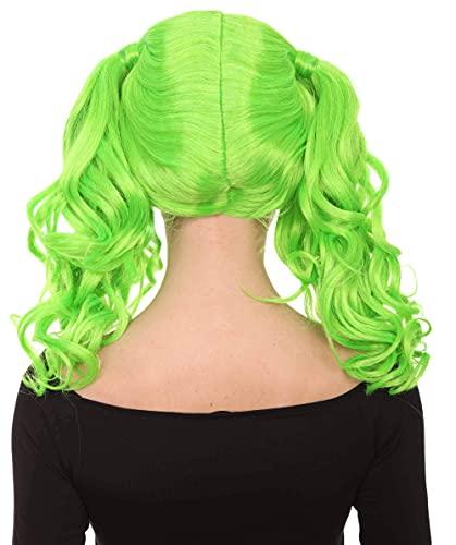 HalloweenPartyOnline Dolly Pigtail Ponytail Wig (Adult, Lime)