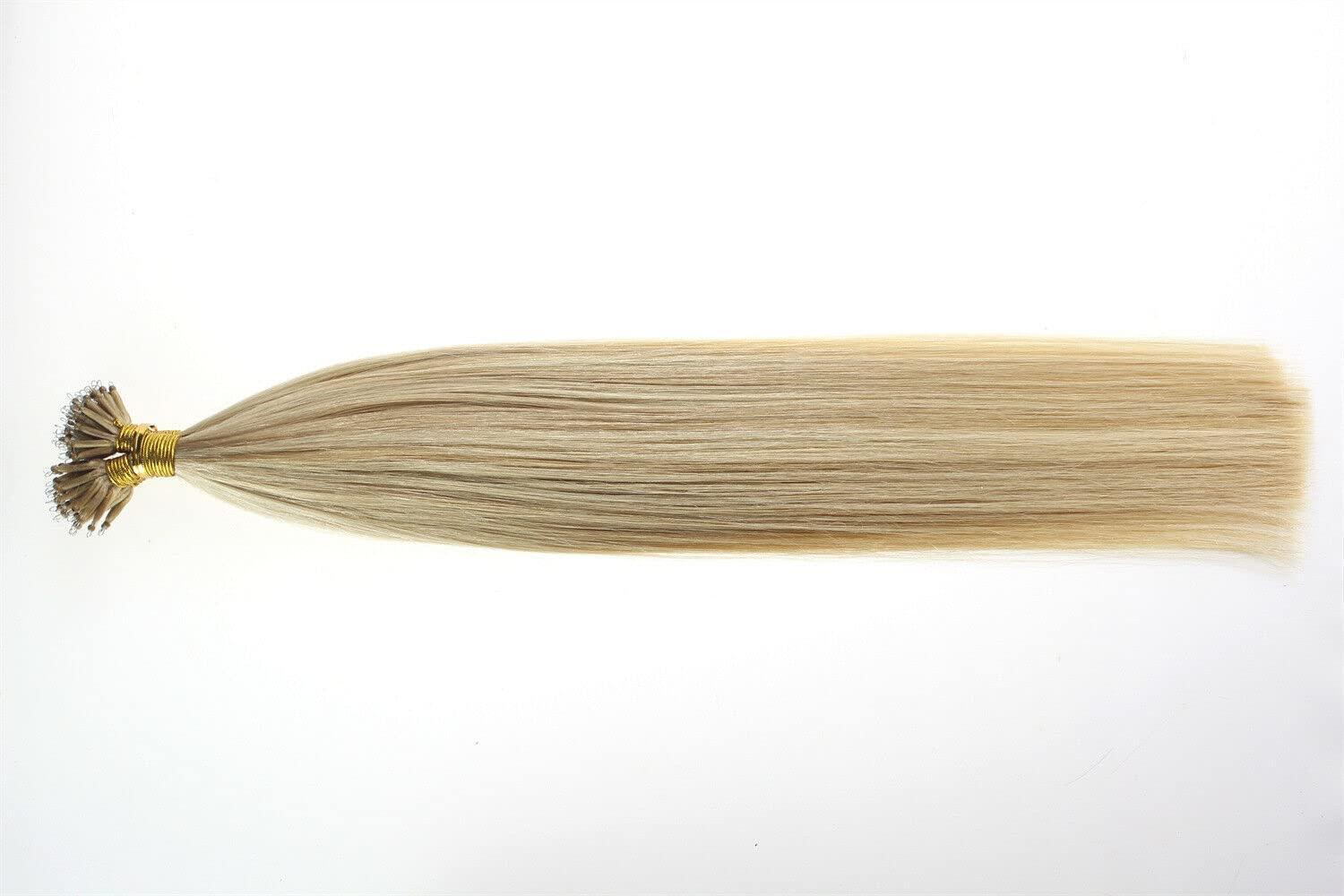 Yotty Nano Ring Hair Extensions Human Hair Keratin Cold Fusion Nano Tip Micro Nano Beads Link Thick Hair Balayage Highlight Ombre Real Remy Hair 1g/s (16inch100gr100s, P18/613 Ash Blonde Mix Light Blonde)