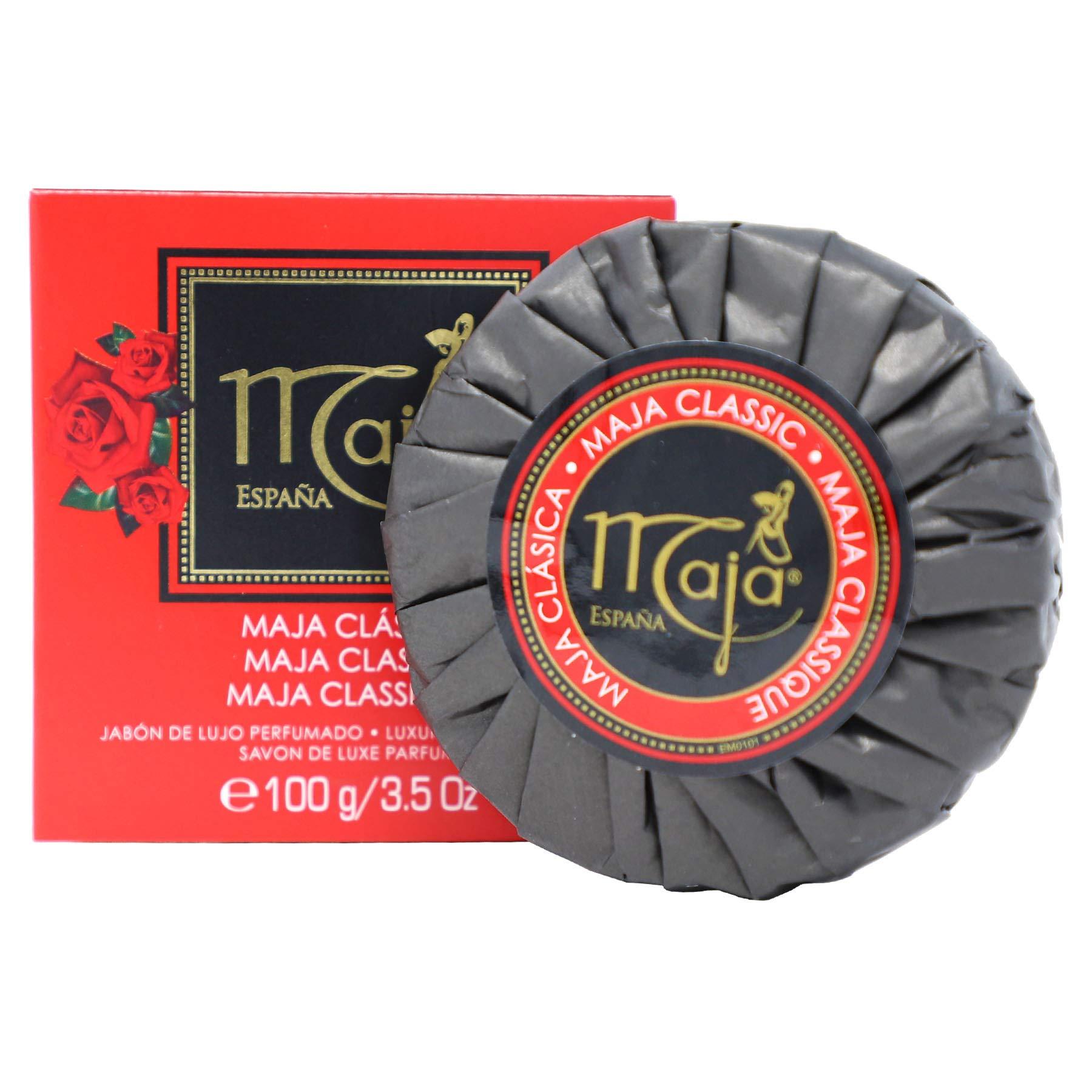 Maja Maja, Classic Soap Perfumed Soap Round and Luxurious Round Soap to Clean and Moisturize your skin Leaves Skin Beautifully Scented and Soft 3Pack of 3.5 Oz Bar Soaps, Rose, 3 Count, (Pack of 3)