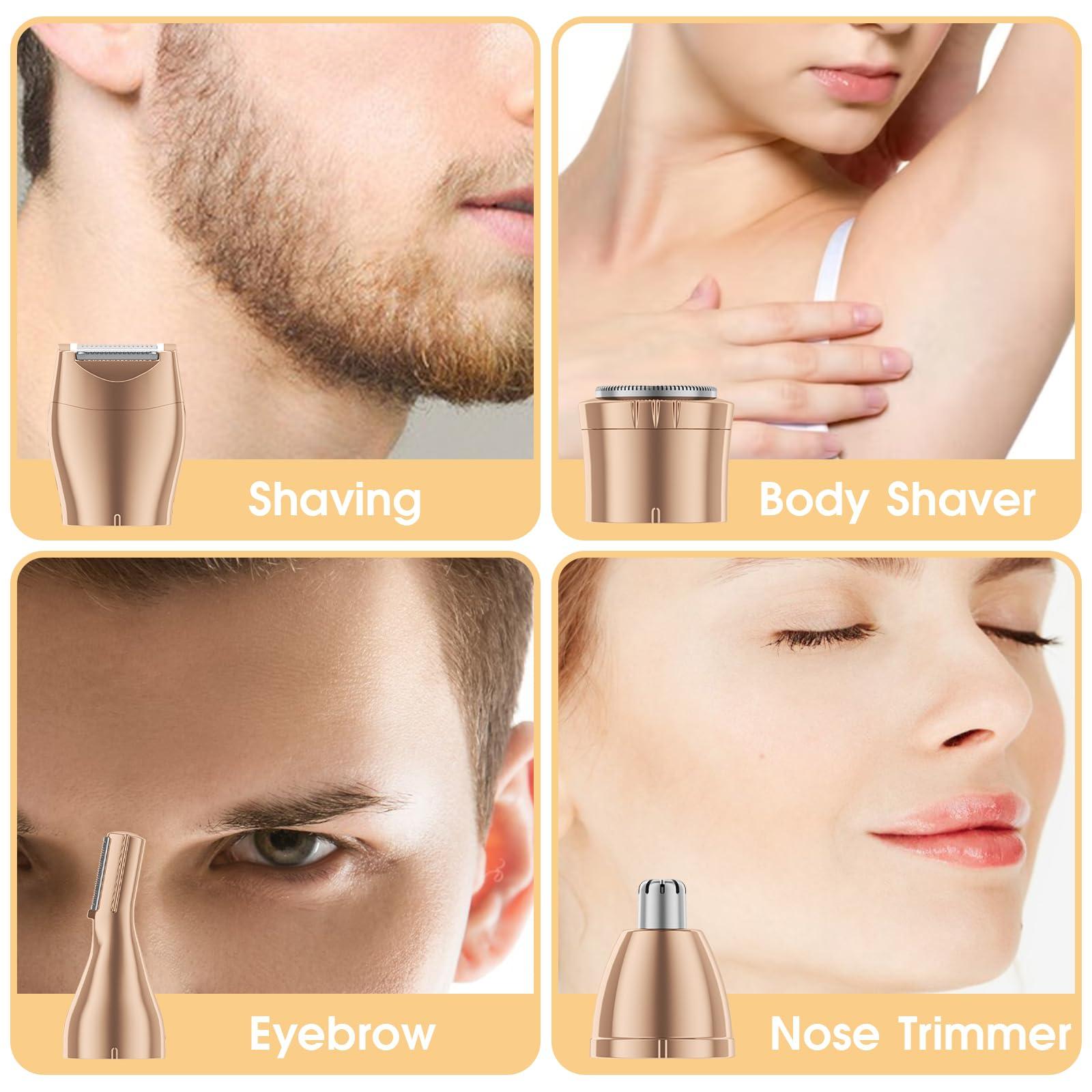 BLIBEE BLIBEE Bikini Trimmer & Hair Clippers for Women - Waterproof Electric Razor and 4 in 1 Bikini Shaver Set, Deluxe Hair Trimmer, Wet/Dry Body Shaver for Nose Eyebrows Beard Pubic Hair, White