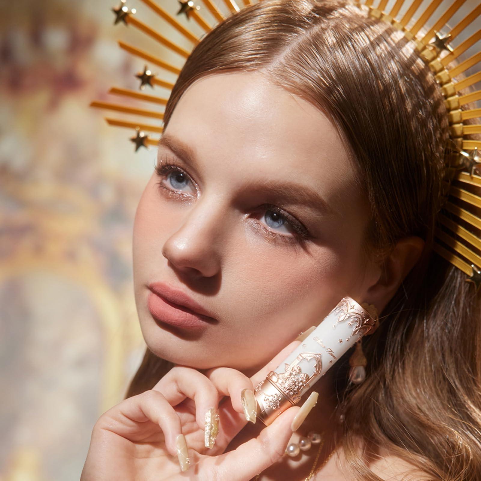 Flower Knows Flower Knows Little Angel Matte Lipstick,Super Soft & Ultra Silky Lip Stick,Long Lasting & Moisturizing Vegan Lip Mud for Girls&Women,Velvety Finish,3.5g,1Count(C01 Starry Cross)