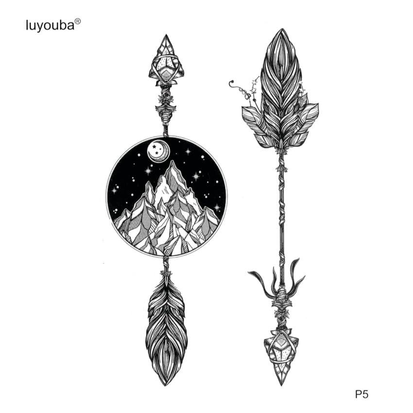 Generic 100Pcs Stone Arrow Waterproof Temporary Tattoos For Men Stone Age Tatuajes Temporary Tattoo Arm Tatoo Sleeve Flash Tattoo