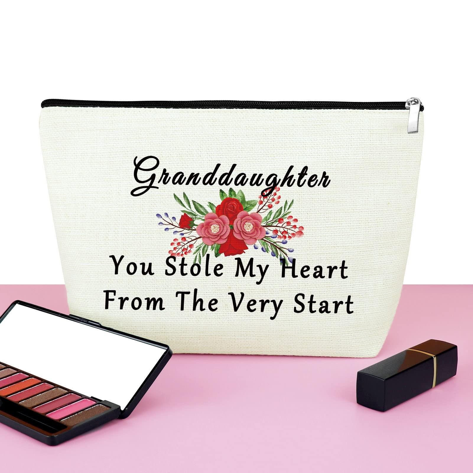 Mxrymvu Granddaughter Gifts from Grandma Granddaughter Makeup Bag Gift from Grandmother Grandpa Grandfather Gifts for Granddaughter from Nana Birthday Christmas Wedding Gift Granddaughter Cosmetic Travel Bag