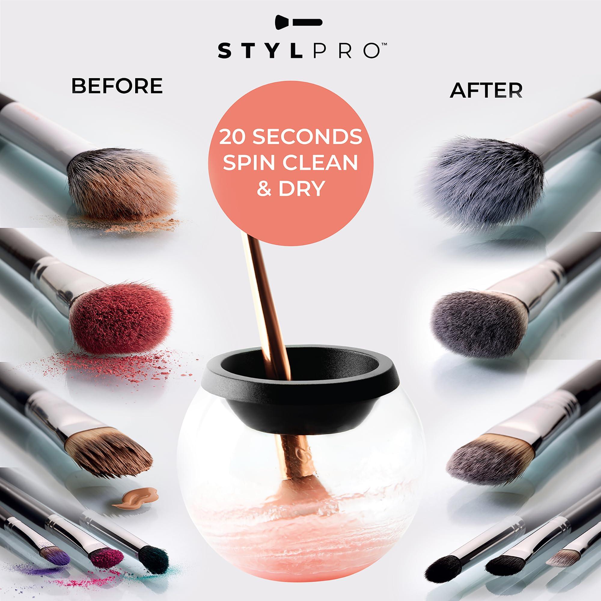stylPro STYLPRO Electric Make-up Brush Cleaner & Dryer - Cleans and dries thoroughly in 30 seconds with gentle centrifugal technology. Suitable for all brush sizes, incl. vegan cleaner.