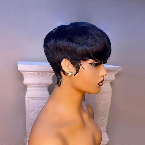 WOCWIG WOCWIG Short Black Hairstyles Synthetic Wigs For Women Black Bowl Cut Wig For Women Short Hairstyles Wigs For Women (W003)