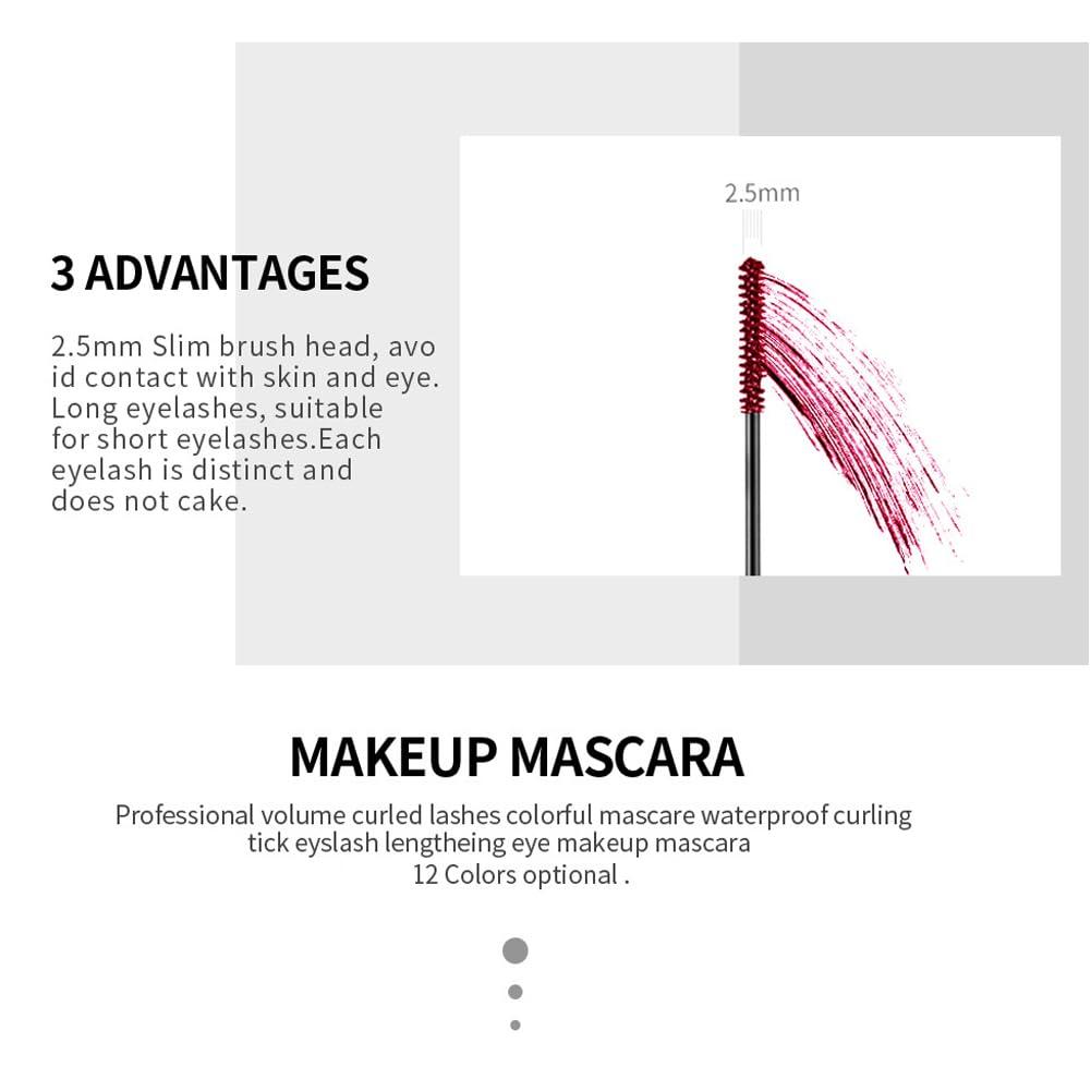 nvyue Dark Red Mascara,Waterproof Color Mascara Eye Makeup Fast Dry Eyelashes Curling Lengthening Eye Lashes (11)