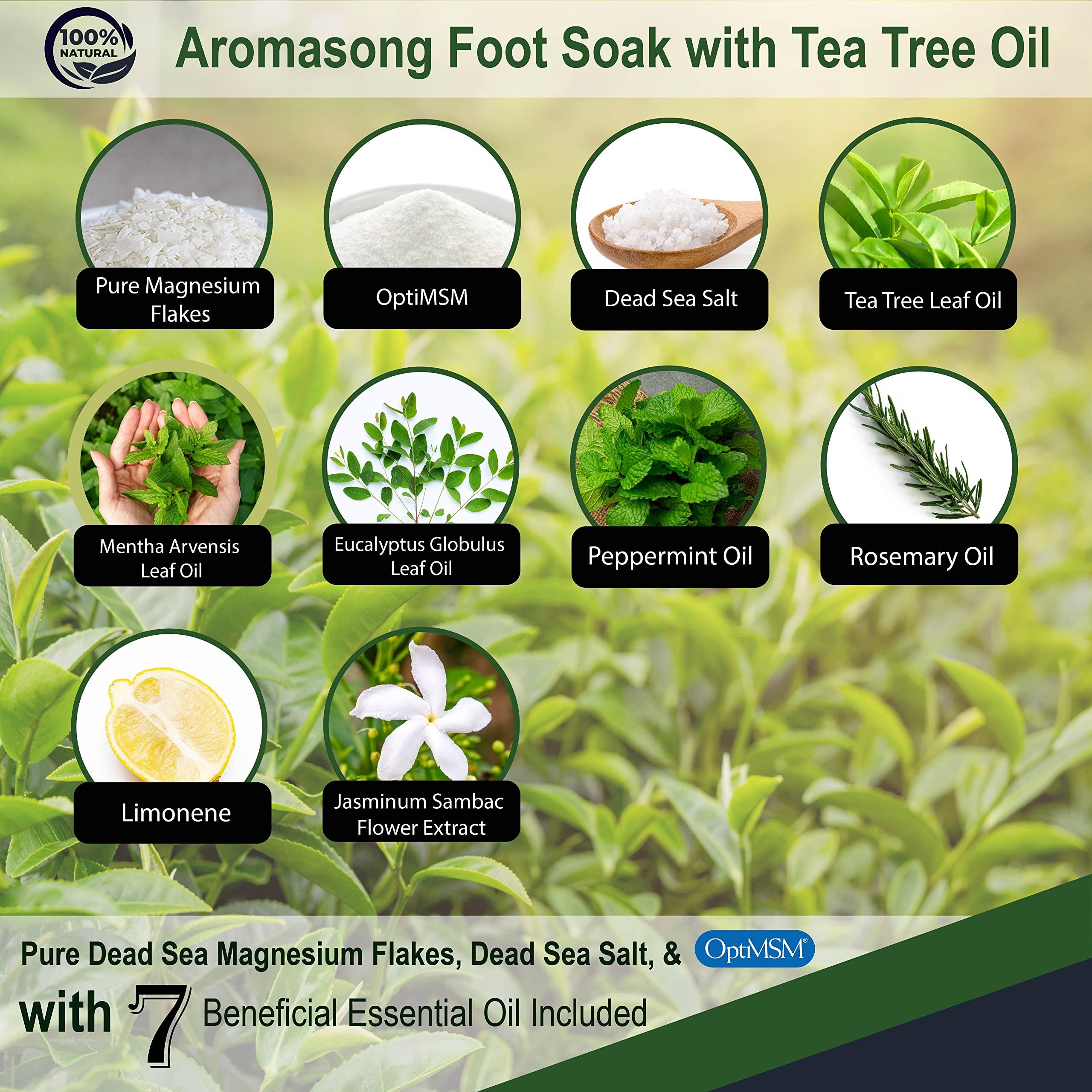 Aromasong Aromasong Tea Tree Foot Soak with Dead Sea Foot Soaking Salts - Pedicure Foot Soak for Dry Cracked Feet - Athlete\'s Foot Soak Callus Remover Soothes Sore Feet - Eliminates Odor - Made In USA