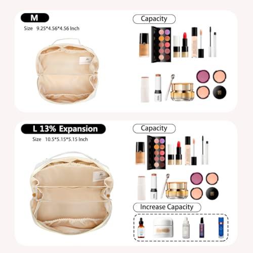 NGIL NGIL Travel Toiletry Bag, Makeup Bag, Cosmetic Bag, Portable Travel Makeup Bag, Large Capacity Cosmetic Organizer for Women, FREE COMPACT MIRROR INCLUDED (White, Large)