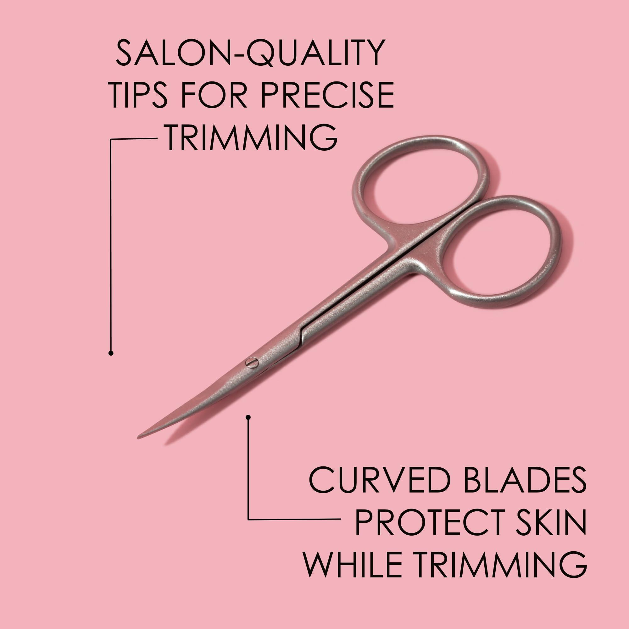 JAPONESQUE JAPONESQUE Beauty Scissors for Trimming Facial Hair, Brow and Nail Care with Ultra-Sharp, Salon-Quality, Stainless Steel Blades, Curved for Safety and Precision