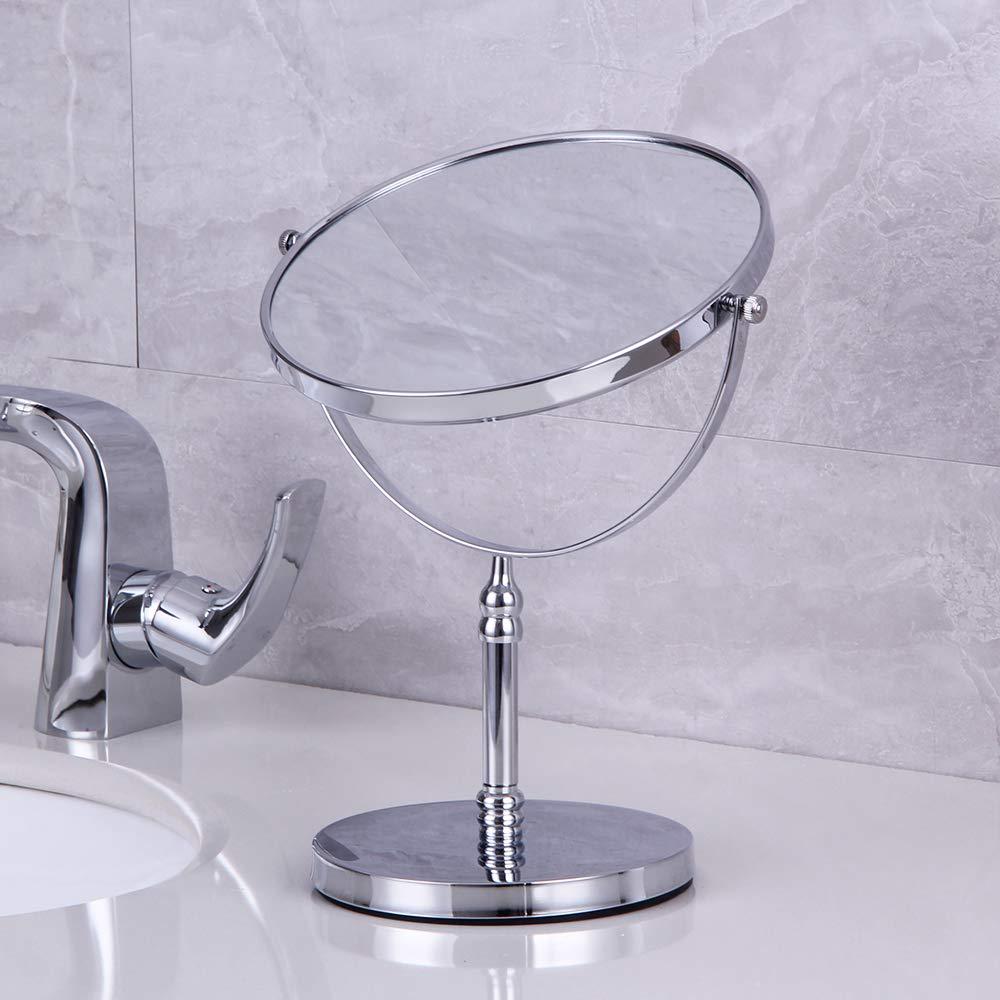 kimzcn kimzcn 8-inch Large Double Sided Swivel Vanity Mirror with 3 x Magnification, Oval Shaped Two-Sided Makeup Mirror, Bathroom Tabletop Mirror 1x/3x magnificationt,Chrome D500111C