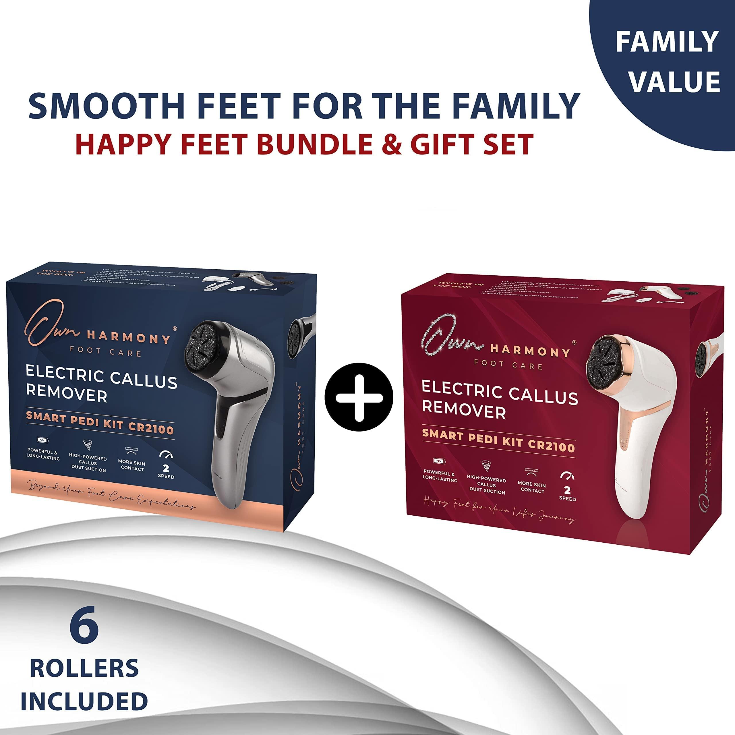 Own Harmony Own Harmony 2 Electric Foot Callus Removers with Vacuum and 6 Rollers Bundle - Professional Pedicure Tools for Pedi Feet Care Vac, Electronic Foot File CR2100 - Best for Hard, Dry, Cracked, Dead Skin