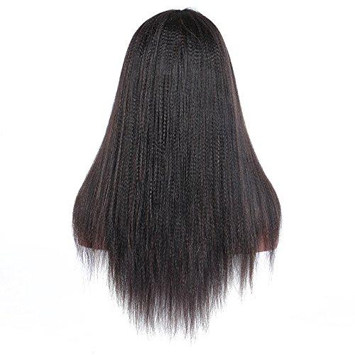 iVogue Hair Coarse Yaki Straight Mongolian Virgin Human Hair Lace Front Wig 13"X6" Long Free Part Lace Wig with Baby Hair (18inch)
