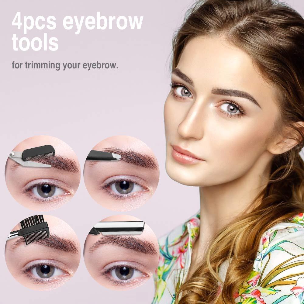 Mostfun 4 Pcs Eyebrow Trimming Kit Eyebrow Grooming Set with Tweezers Scissors Eyebrow Razor and Eyebrow Brush for Women and Men