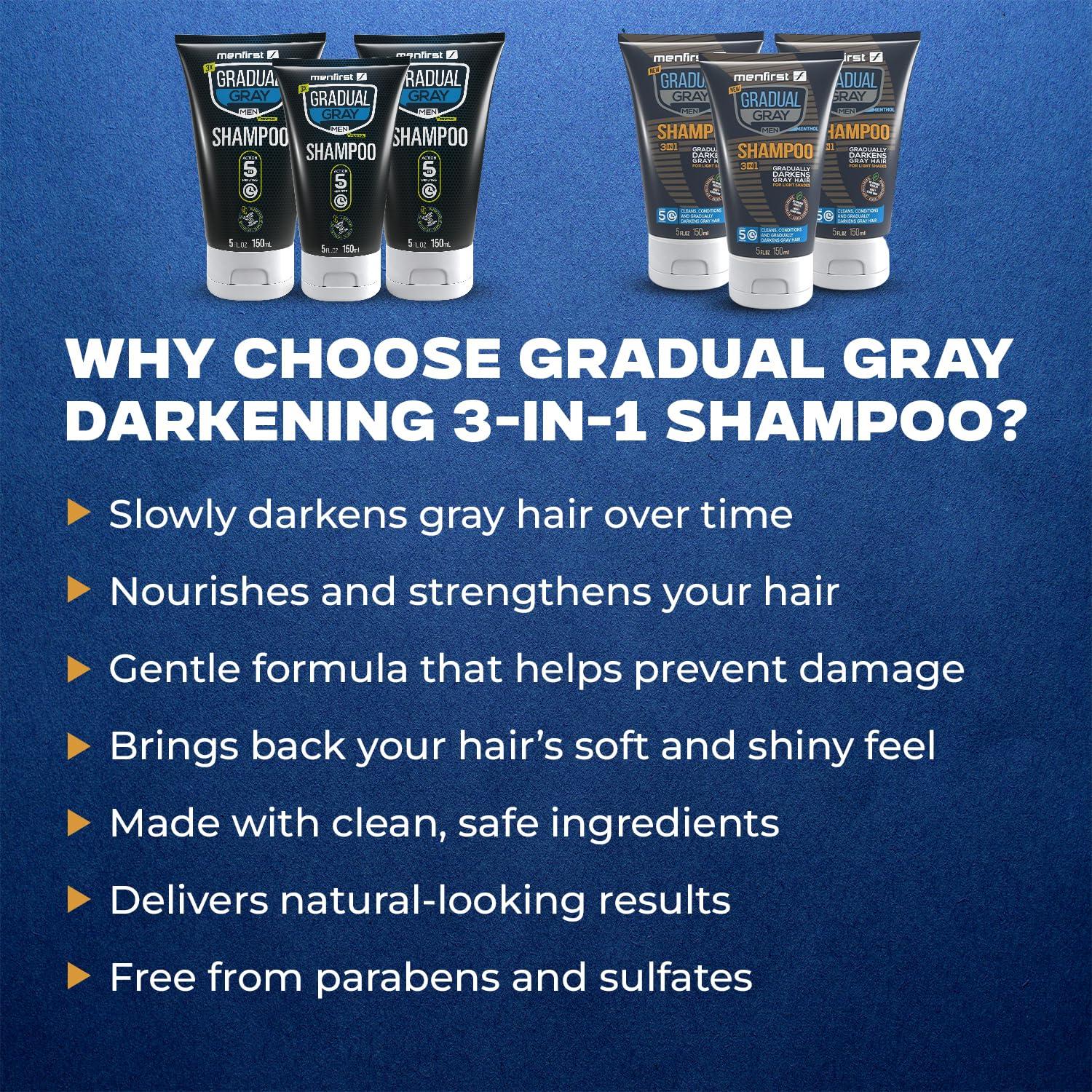 MENFIRST MENFIRST - Gradual Gray Hair Reducing Shampoo - Reverse and Darken Light Brown to Blonde Hair - Hypoallergenic & Harsh Chemical-Free for Men - 1 Pack - 5 Oz