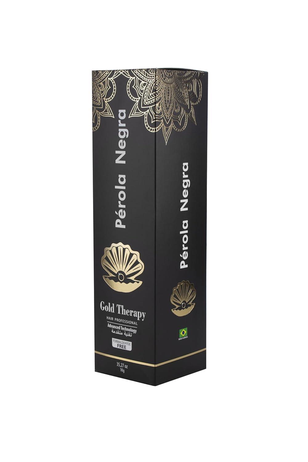 PROLA NEGRA GOLD THERAPY HAIR PROFESSIONAL Perola Negra Gold Therapy Hair - Treatment Complex Blowout - Brazilian Keratin - Formaldehyde Free - Hair Straightening 35.2 Fl.oz
