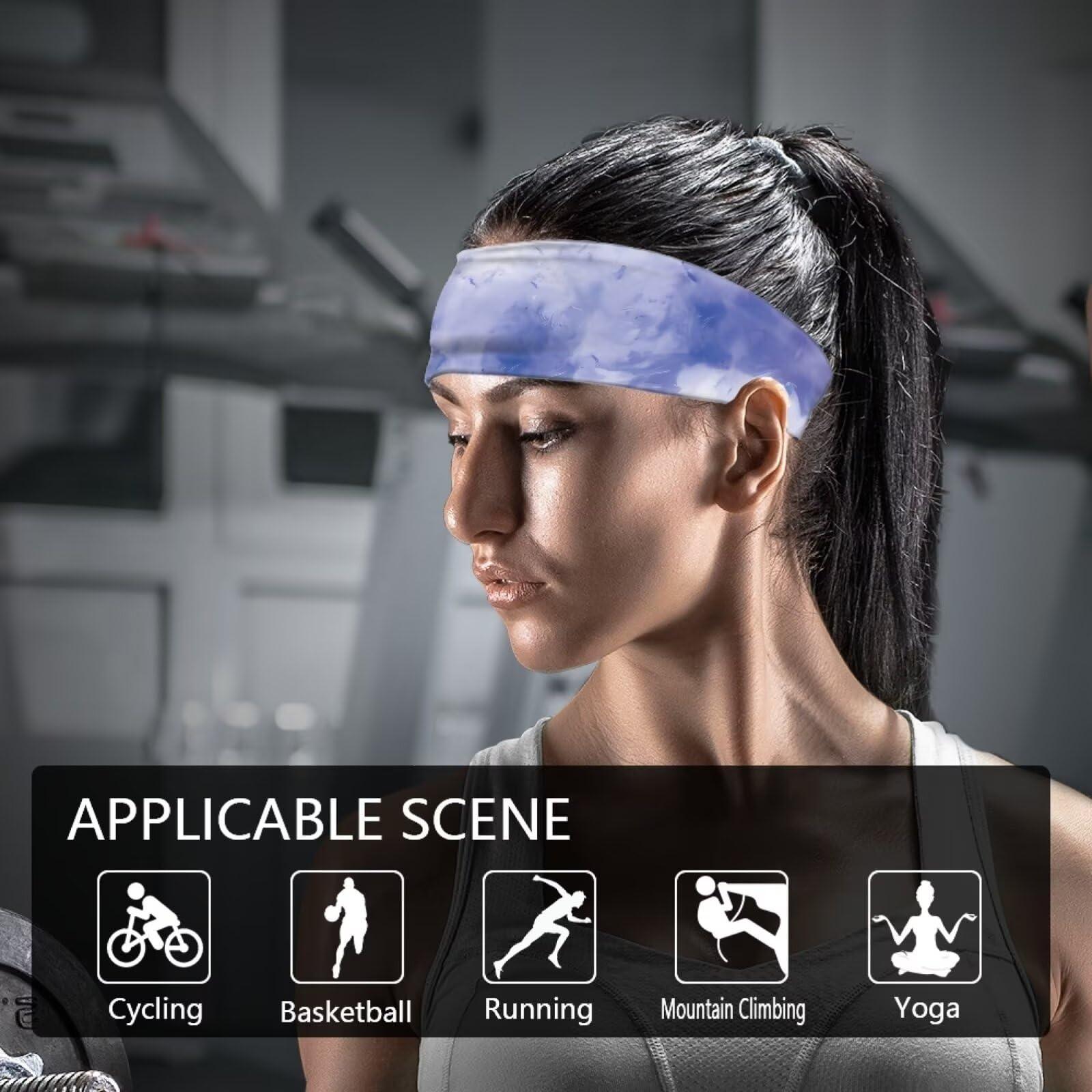 NDISTIN NDISTIN Turban Hat Sweatbands Breathable Head Band Scarf Hard Hat Non Slip Women Sweatband, Purple Tie Dye