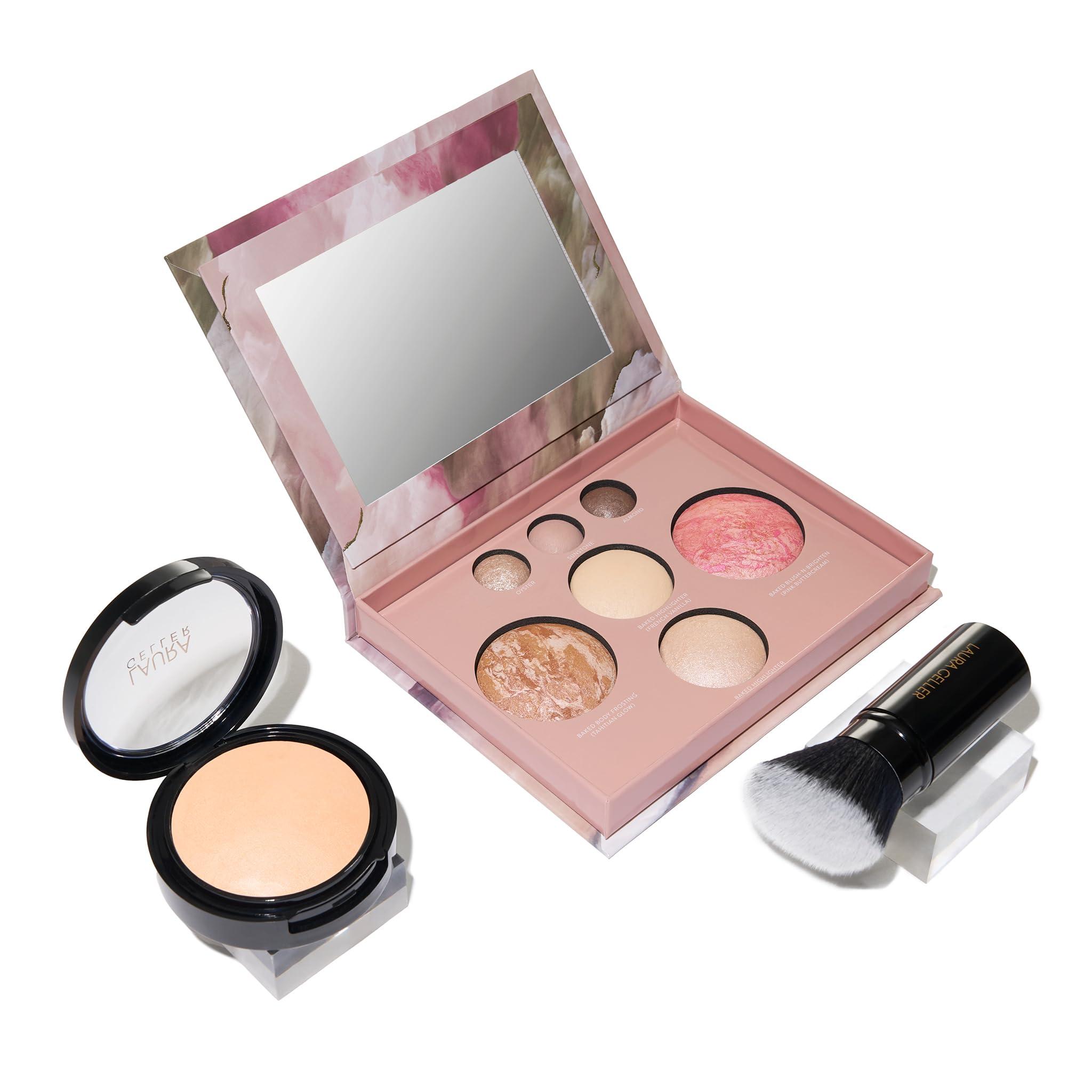 LAURA GELLER NEW YORK LAURA GELLER NEW YORK Baked Starter Kit - Full Coverage: Double Take Powder Foundation, Fair and Best of the Best Face Palette and Retractable Angled Kabuki Brush