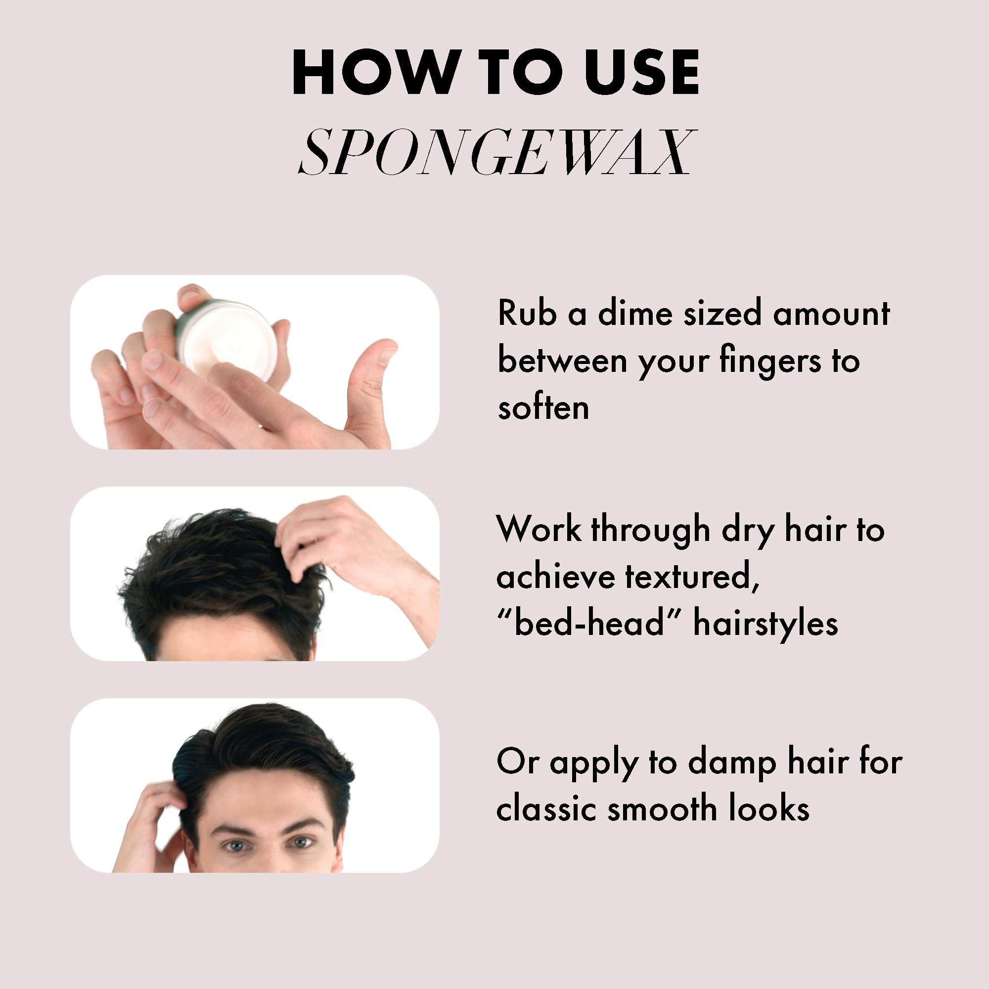 Hanz de Fuko Hanz de Fuko Sponge-Wax  Premium Mens Hair Styling Wax with Medium Hold & Semi-Matte Finish  2oz