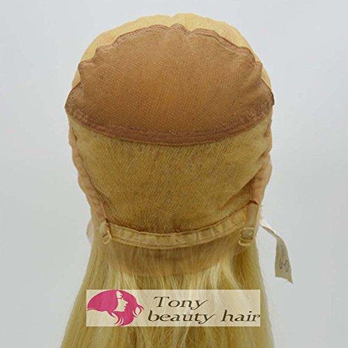 Tony beauty hair Tony Beauty Hair Top Grade Full Lace Wig Blonde 22" Unprocessed Russian Hair Wig Straight All Hand Made Lighter Color #613 130% Hair Density