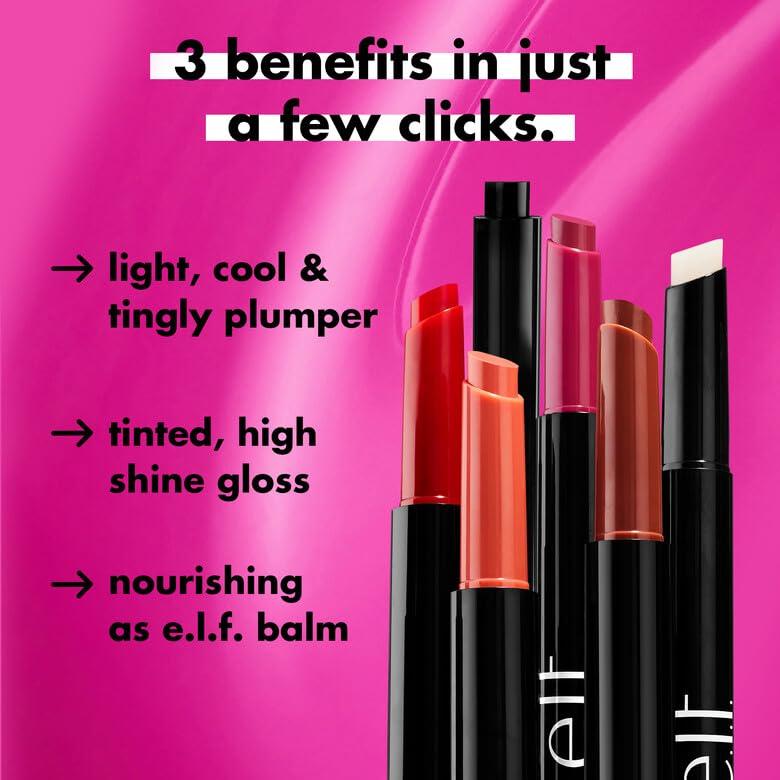 e.l.f. e.l.f. Pout Clout Lip Plumping Pen, Nourishing Lip Balm For Sheer Color & Shine, Plumps & Moisturizes, Vegan & Cruelty-Free, Wicked Cherry