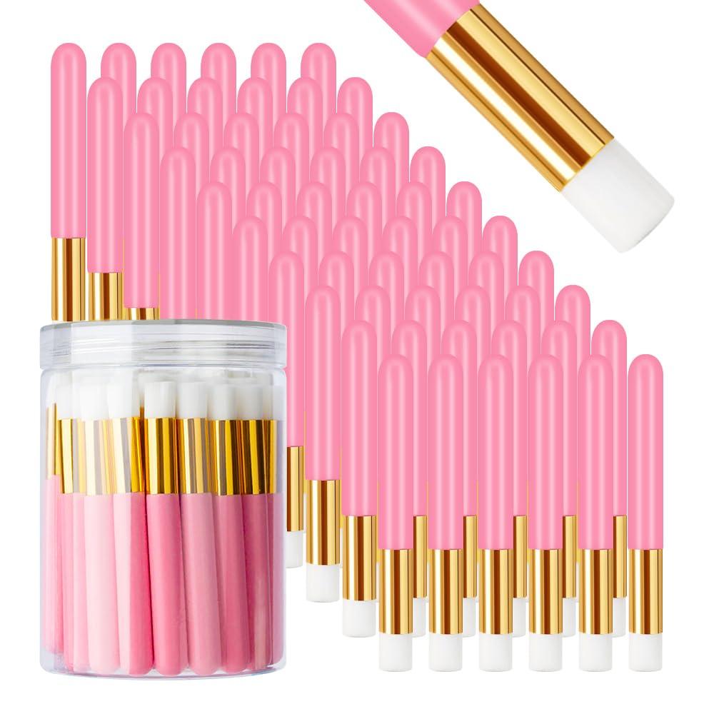 CL CAMILLASH 60 PCS Lash Shampoo Brush - Lash Bath Wash Nose Pore Deep Cleaning Brushes, Eyelash Extensions Peel Off Blackhead Brush Remover Salon Tool, Lash Brushes for Cleansing (Pink)