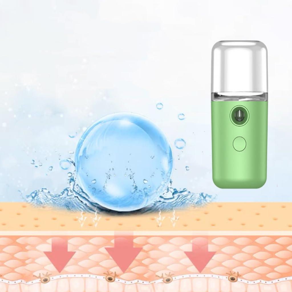 LeoJiang Mini Facial Steamer for Facial Deep Cleaning Portable Facial Steamer Facial Sprayer Handy Face Humidifier Mister Beauty Skin Care USB Rechargeable Facial Sprayer Machine 30ml Green