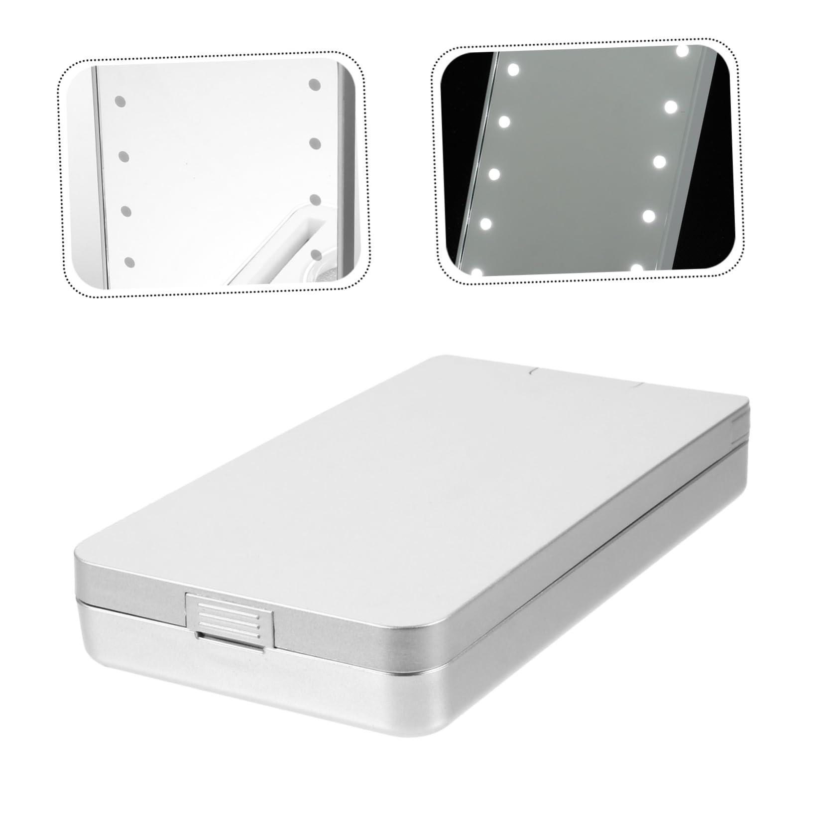 Outanaya Outanaya Led Mirror Lash Case Eyelash Storage Box with Makeup Organizer White Plastic Compact Portable