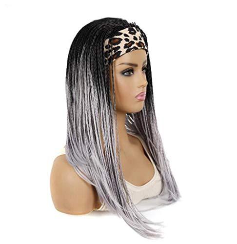 KXW KXW Braided Headband Wigs for Black Women, Long Braided Wigs with Handband Attached, Box Braid Wig Crochet Hair, Hip Hop Punk Style (4 Colors, 18in/45cm)