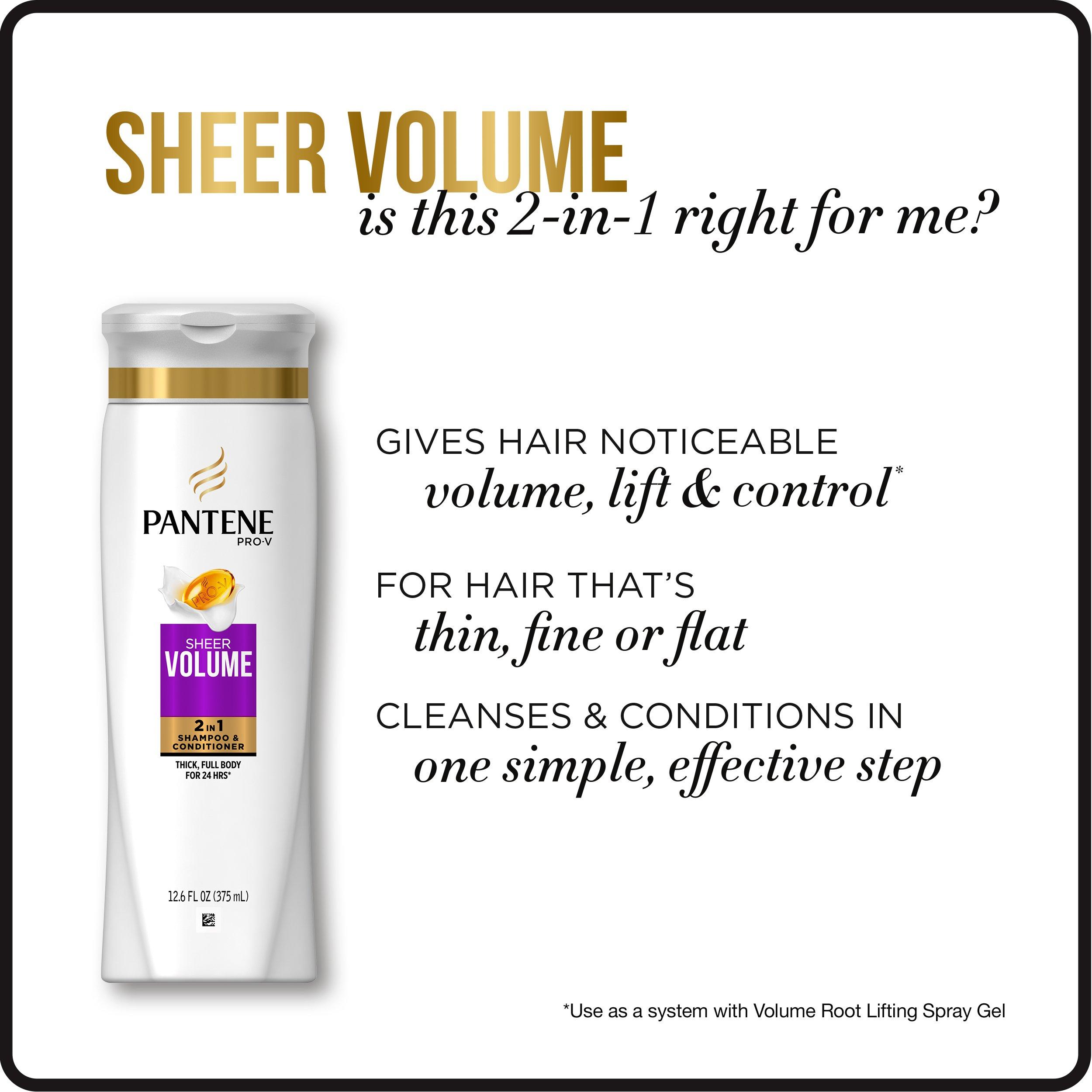 Pantene Pantene, Shampoo and Conditioner 2 in 1, Pro-V Sheer Volume for Fine Hair, 25.4 fl oz, Twin Pack
