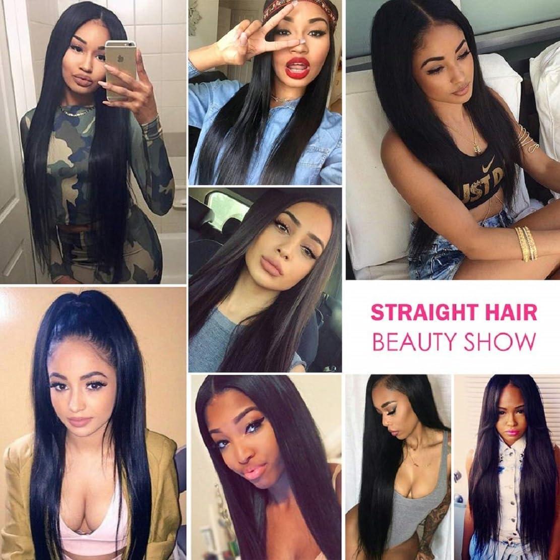 Rebasar Straight Human Hair 3 Bundles 12 14 16 inches Brazilian Virgin 100% Unprocessed Straight Hair Weave Bundles Human Hair Natural Black Color Hair Extensions