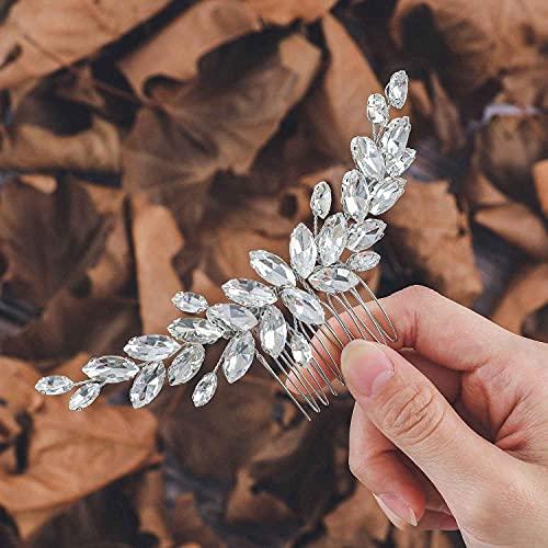 EVILD Evild Crystal Wedding Hair Comb Silver Rhinestone Bridal Headdress Bride Headpieces Wedding Hair Accessories for Brides and Bridesmaids