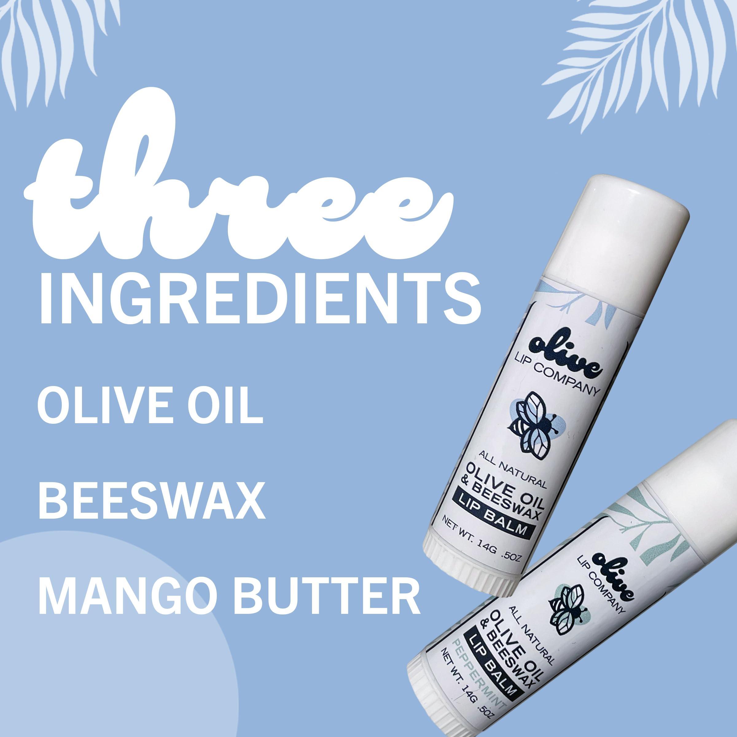 Olive Lip Company Hydrating Olive Oil and Peppermint Lip Balm with Mango Butter and Beeswax, 0.5 oz. Jumbo Tube, Clear Long Lasting Moisturizer for Dry, Cracked, Chapped Lips