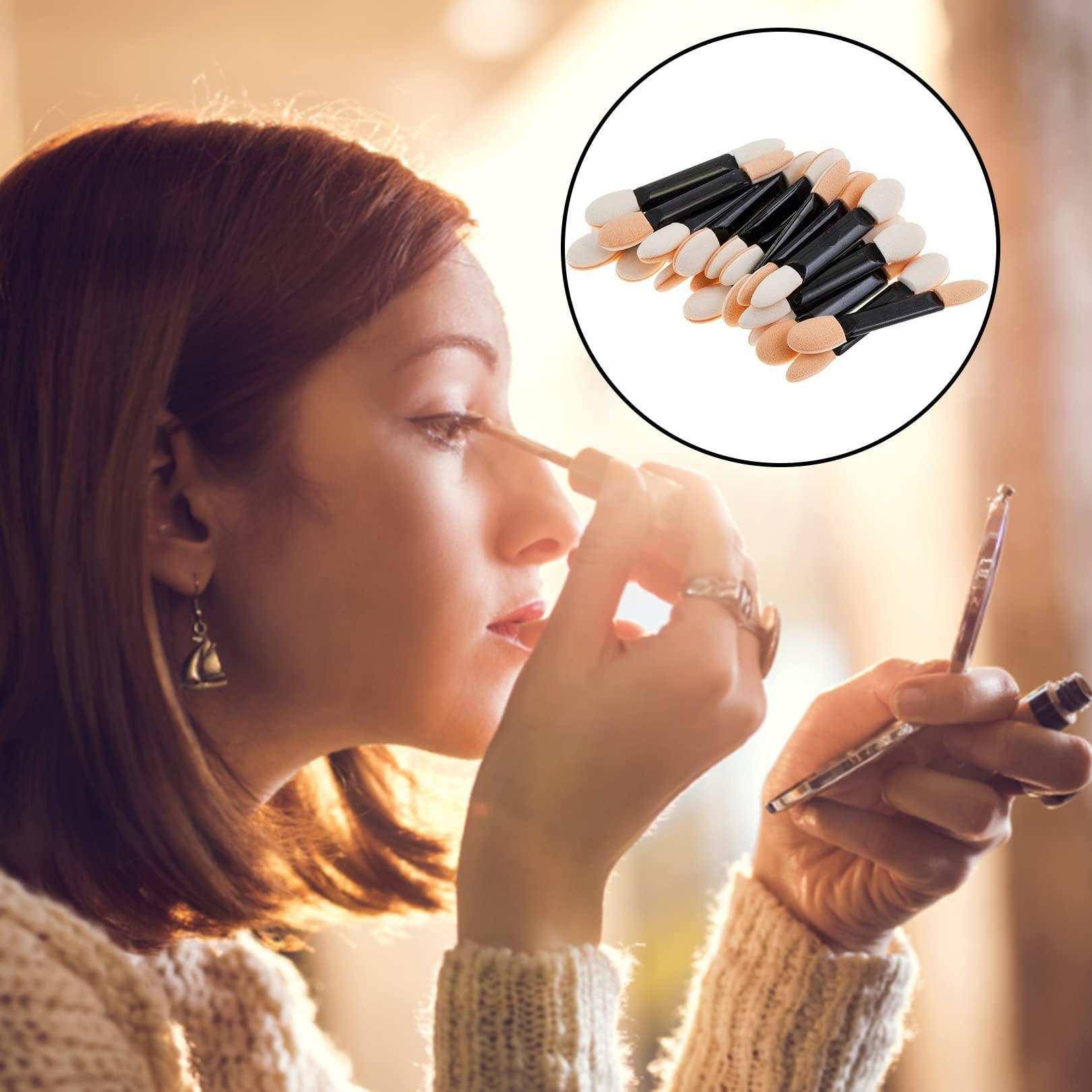 jeufun 30pcs Sponge Eyeshadow Applicator,Disposable Eyeshadow Brush Eyeshadow Sponge Brush Eye Makeup Applicator,Dual Sided Oval Sponge Applicator for Eyeliner Eye Makeup Arts Crafts Diy Nail Art Beauty Tool