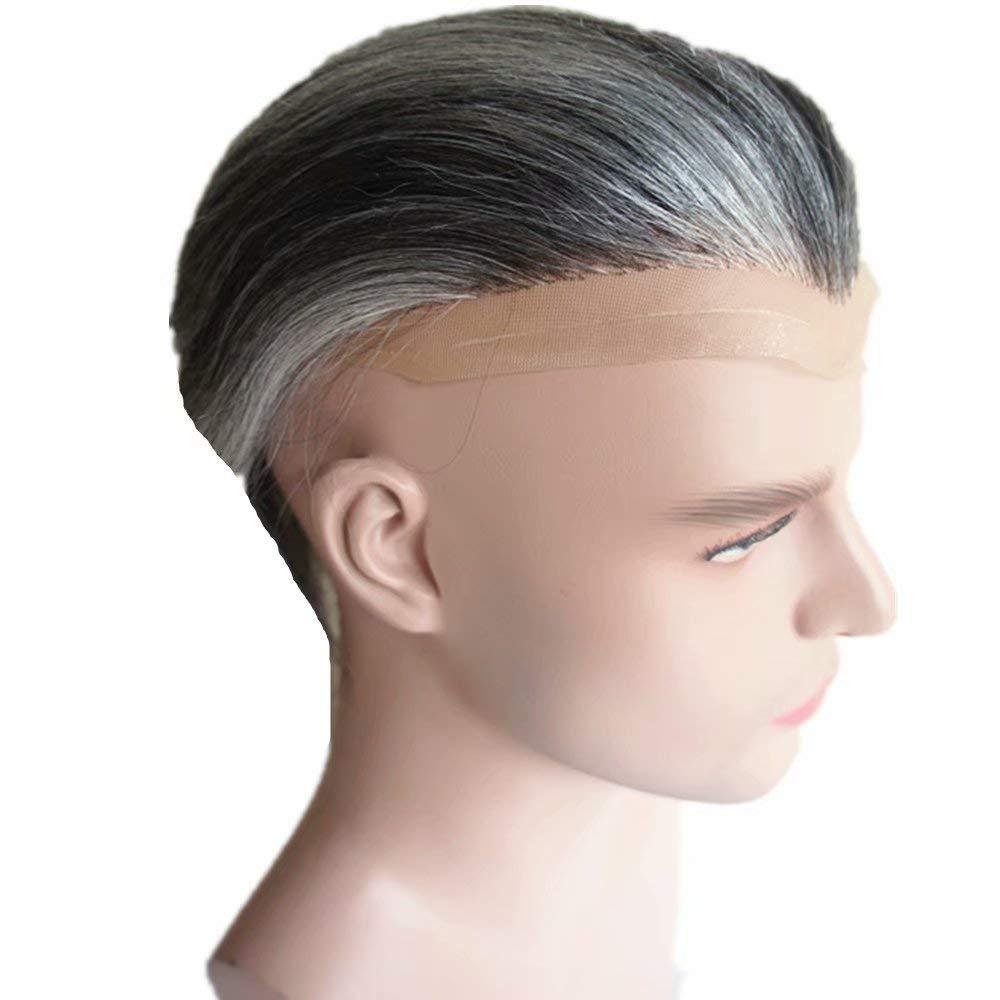 N.L.W. 1B40 Grey hair units Toupee for men Hair pieces for men NLW European human hair replacement system for men 10x8\" toupee mens hair prothesis units Lace Base