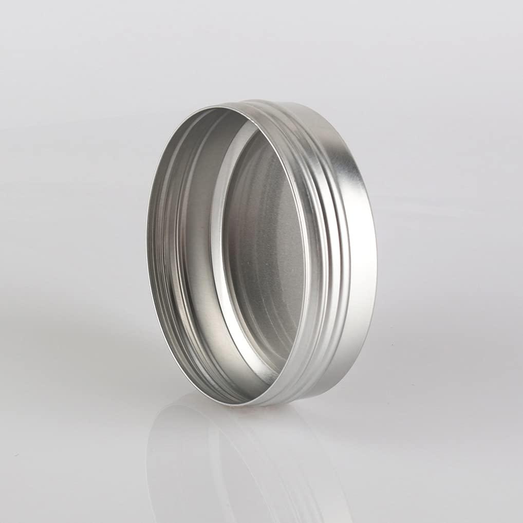 Dlibuy DLIBUY 50 Pcs 100ml 100g Empty Round Silver Aluminum Tin Jars with Screw Lids Cosmetics Lip Balm Containers Pots for DIY Candle, Salve Powder, Crafts, Storage Cans 3 Alu Spoon, 50 Labels