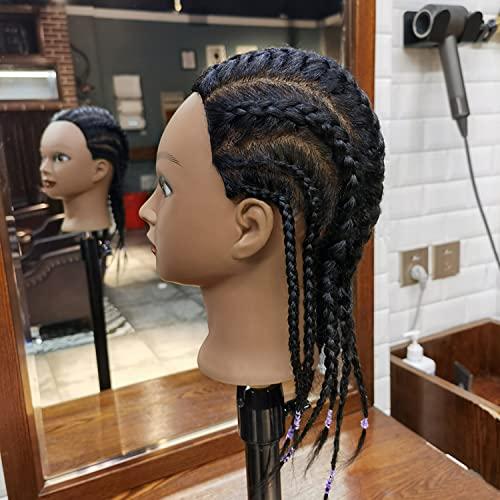 SOPHIRE SOPHIRE 16" 100% Real Hair Mannequin Head with stand, Hairdresser Cosmetology Mannequin Manikin Training Practice Doll Head for Braiding Hairstyling - Black