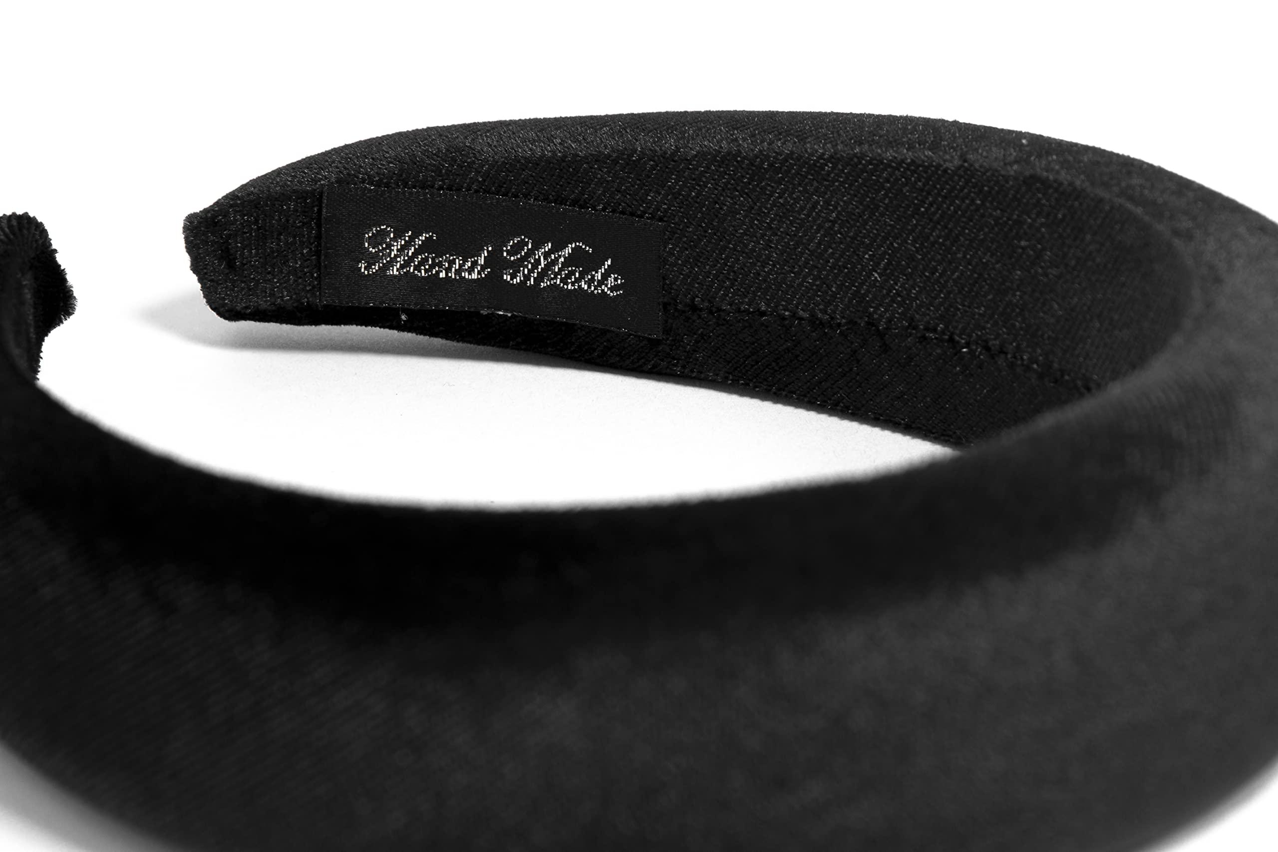 Habac Studio HABAC STUDIO- Headbands for Women Hair Accessories for Women Hair bands for Girls Headbands Velvet Padded 4.2cm Wide. (Black)