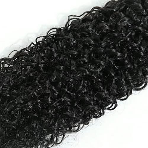 EMOL Kinky Curly Human Hair Bundles Thick Curly Weave Bundles Virgin Hair Bundles Full Head Hair Natural Black Color Hair Bundles Can Be Dyed 1 Bundle 100g 12 Inch