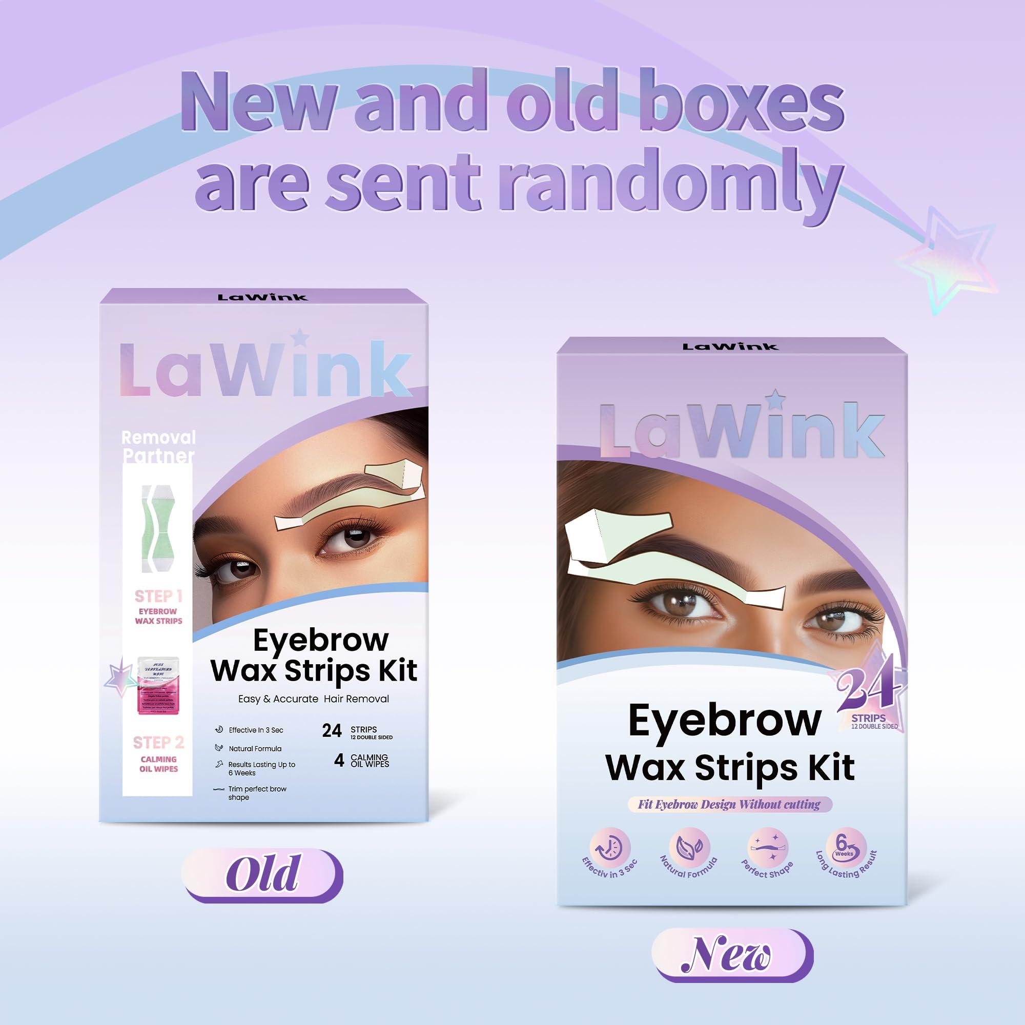 LAWINK Eyebrow Wax Strips Kit Facial Wax Strips for Hair Removal 24 Strips 4 Calming Oil Wipes Mouth waxing wax Eyebrow hair removal Facial Hair Removal for Women LAWINK (Eyebrow)