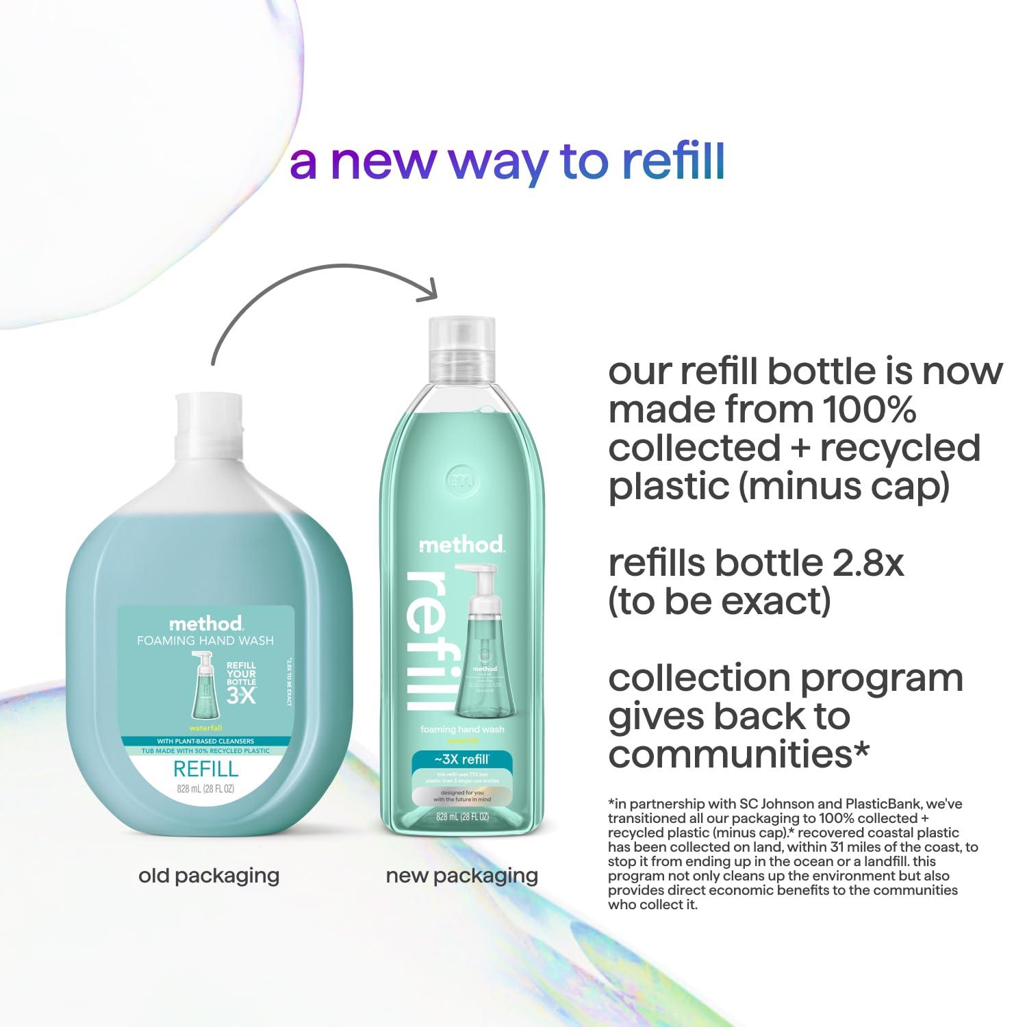 Method Method Foaming Hand Soap, Refill, Waterfall, 28 Ounce, 1 pack